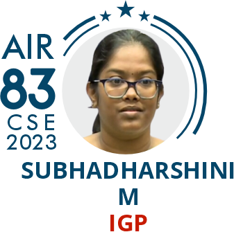 Subhadharshini- Rank 83 UPSC IAS CSE23 